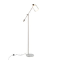 Marcel Floor Lamp - White Marble, Nickel Metal, Frosted Glass, Clear Glass