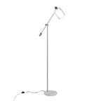 Marcel Floor Lamp - White Marble, Nickel Metal, Frosted Glass, Clear Glass