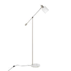 Marcel Floor Lamp - White Marble, Nickel Metal, Frosted Glass, Clear Glass