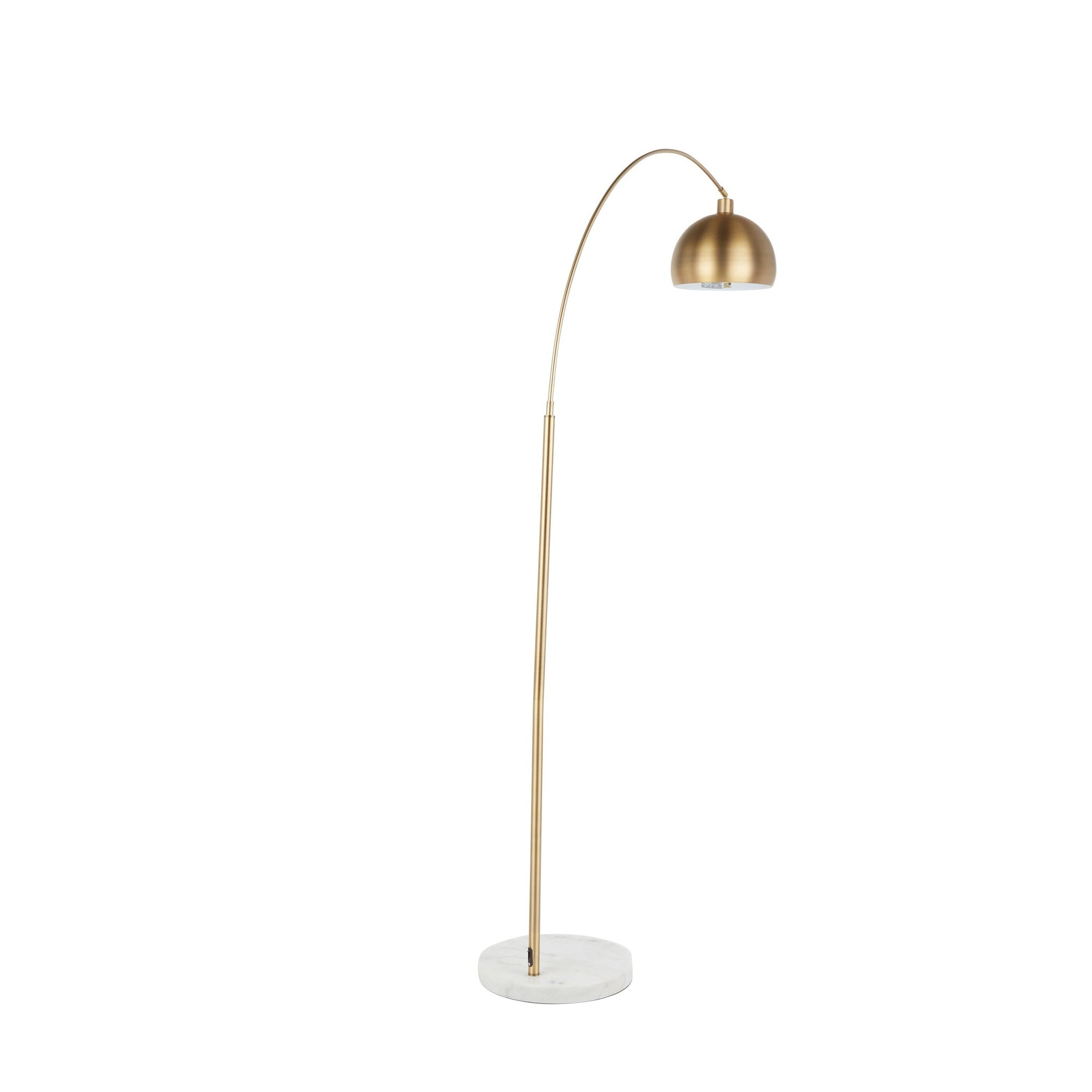 March Floor Lamp - White Marble, Antique Brass Metal