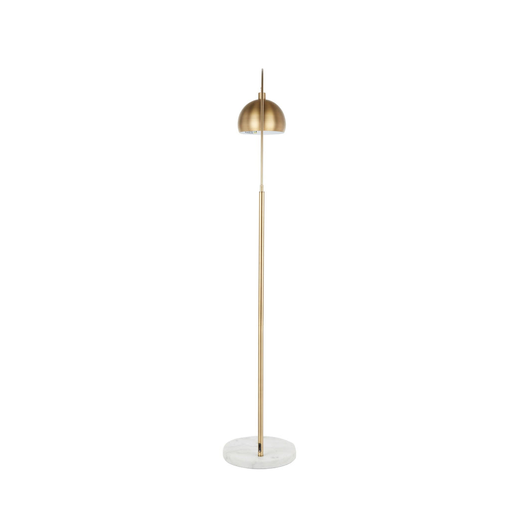 March Floor Lamp - White Marble, Antique Brass Metal