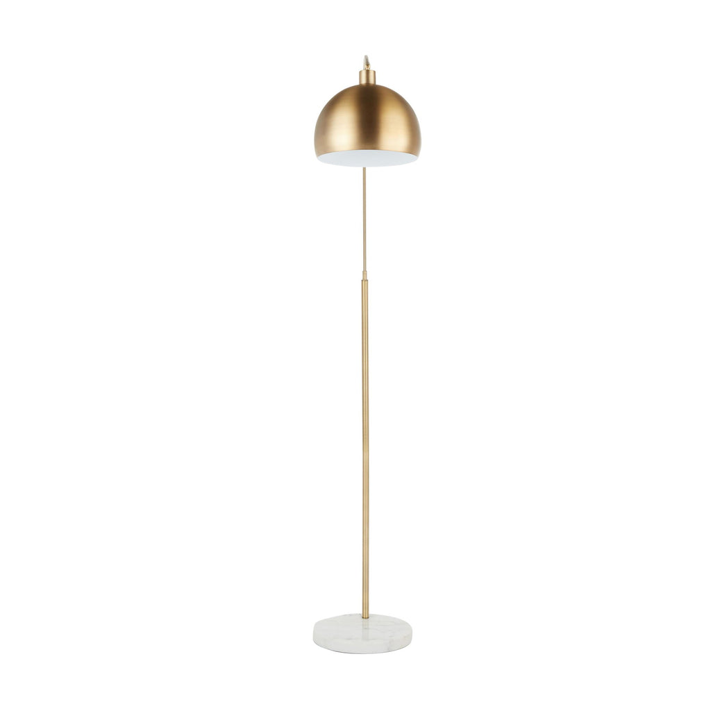 March Floor Lamp - White Marble, Antique Brass Metal