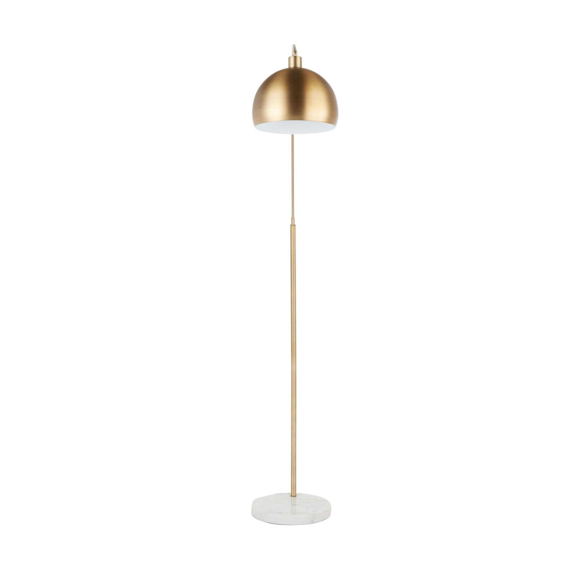 March Floor Lamp - White Marble, Antique Brass Metal