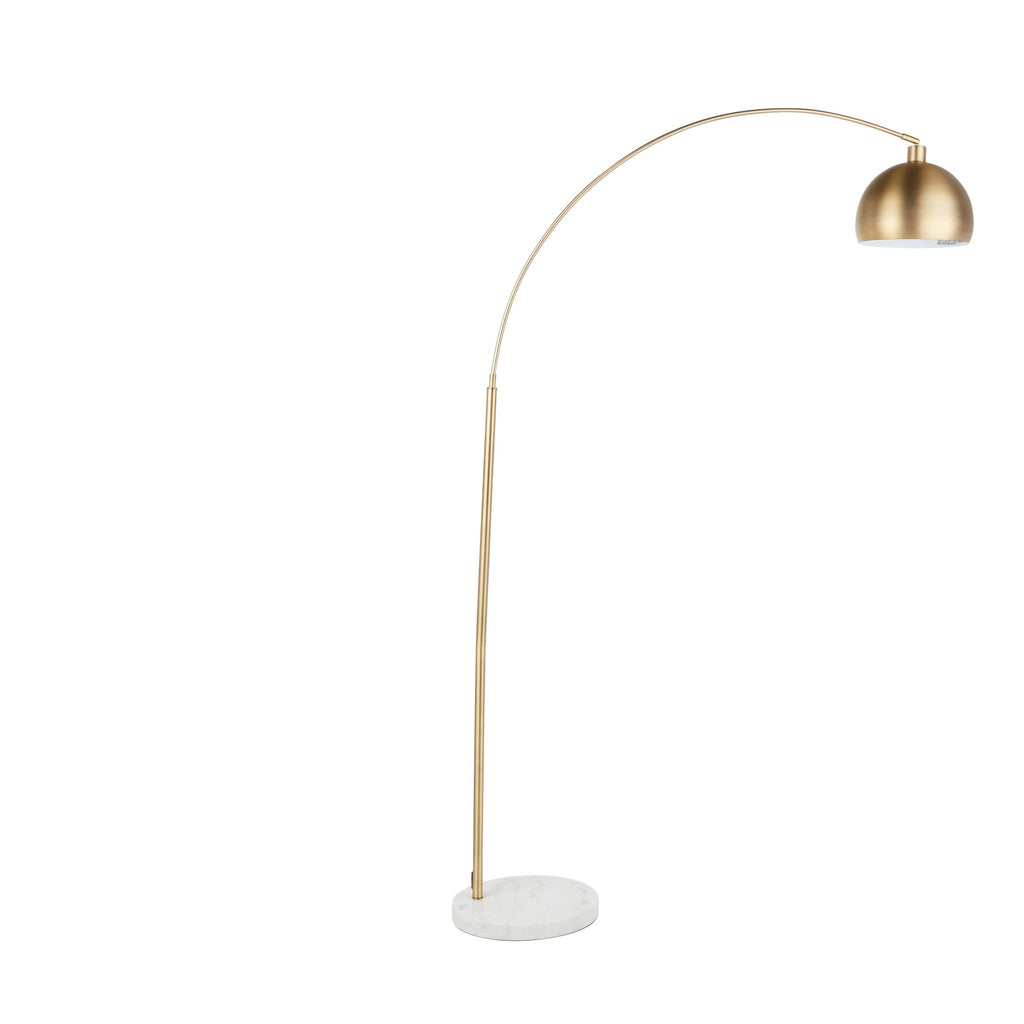 March Floor Lamp - White Marble, Antique Brass Metal