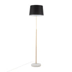 March Floor Lamp - White Marble, Antique Brass Metal, Black Linen