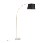 March Floor Lamp - White Marble, Antique Brass Metal, Black Linen