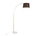 March Floor Lamp - White Marble, Antique Brass Metal, Black Linen