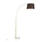March Floor Lamp - White Marble, Antique Brass Metal, Black Linen