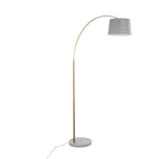 March Floor Lamp - White Marble, Antique Brass, Grey Linen