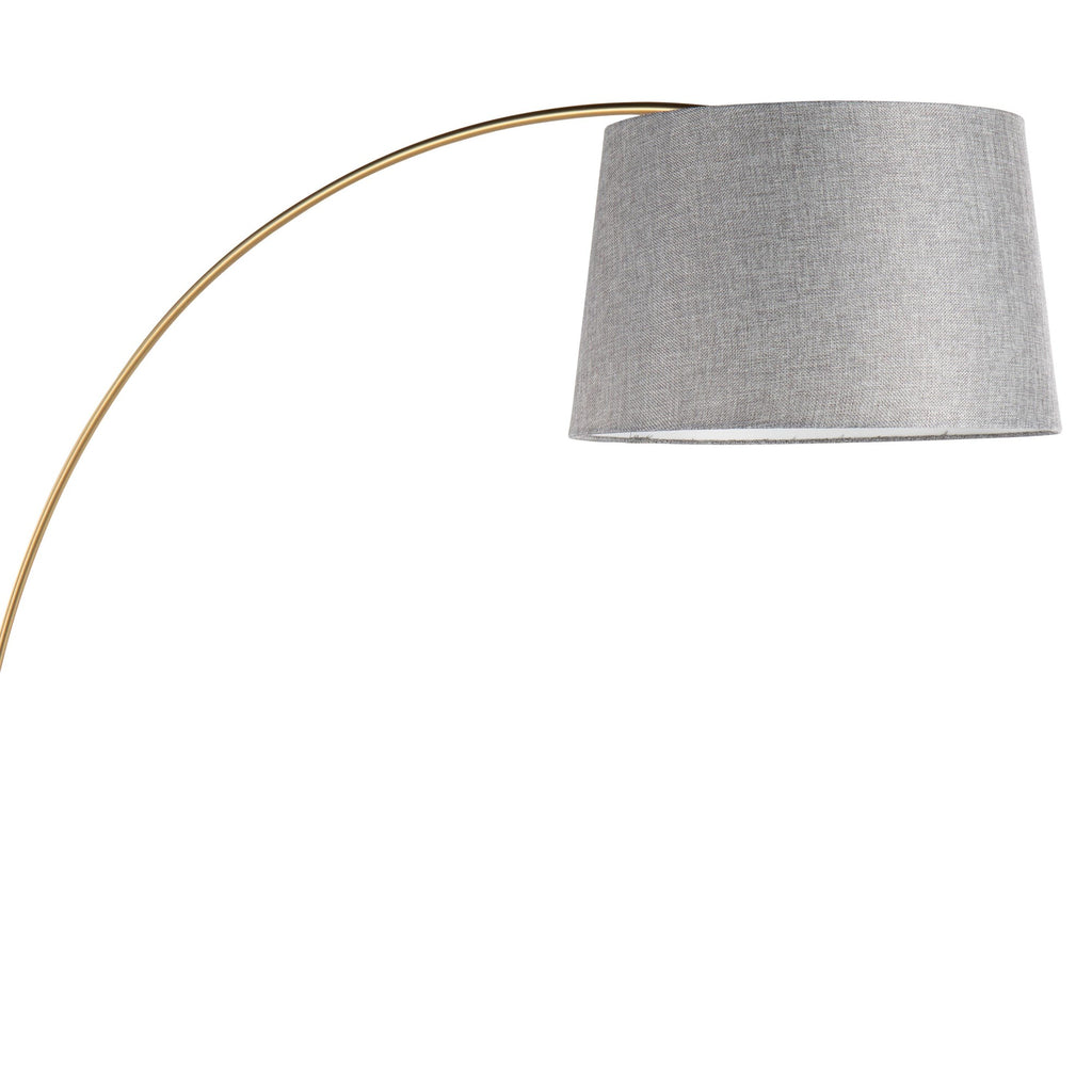 March Floor Lamp - White Marble, Antique Brass, Grey Linen