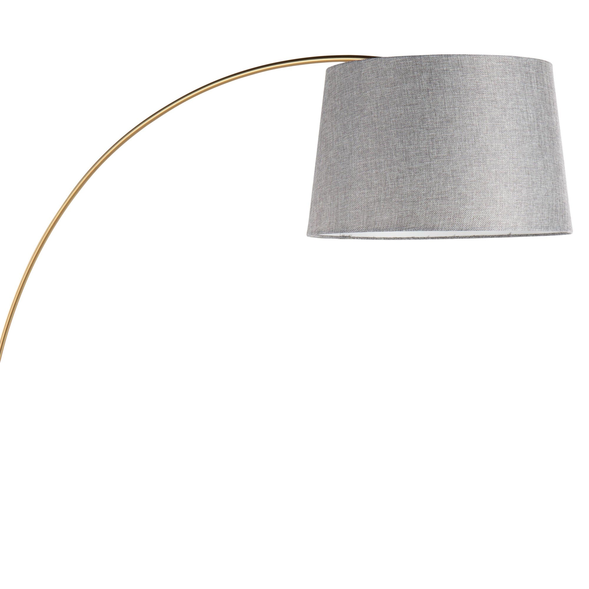 March Floor Lamp - White Marble, Antique Brass, Grey Linen