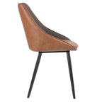 Marche Two-tone Chair - Set of 2 - Black Metal, Brown PU, Grey Fabric