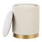 Marla Nesting Pleated Ottoman Set - Gold Metal, Cream Velvet