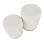 Marla Nesting Pleated Ottoman Set - Gold Metal, Cream Velvet