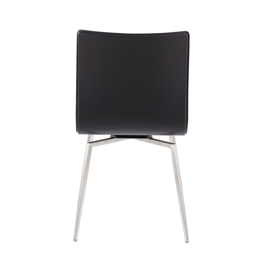 Mason Upholstered Chair - Set of 2 - Brushed Stainless Steel, Black PU