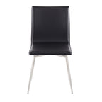 Mason Upholstered Chair - Set of 2 - Brushed Stainless Steel, Black PU