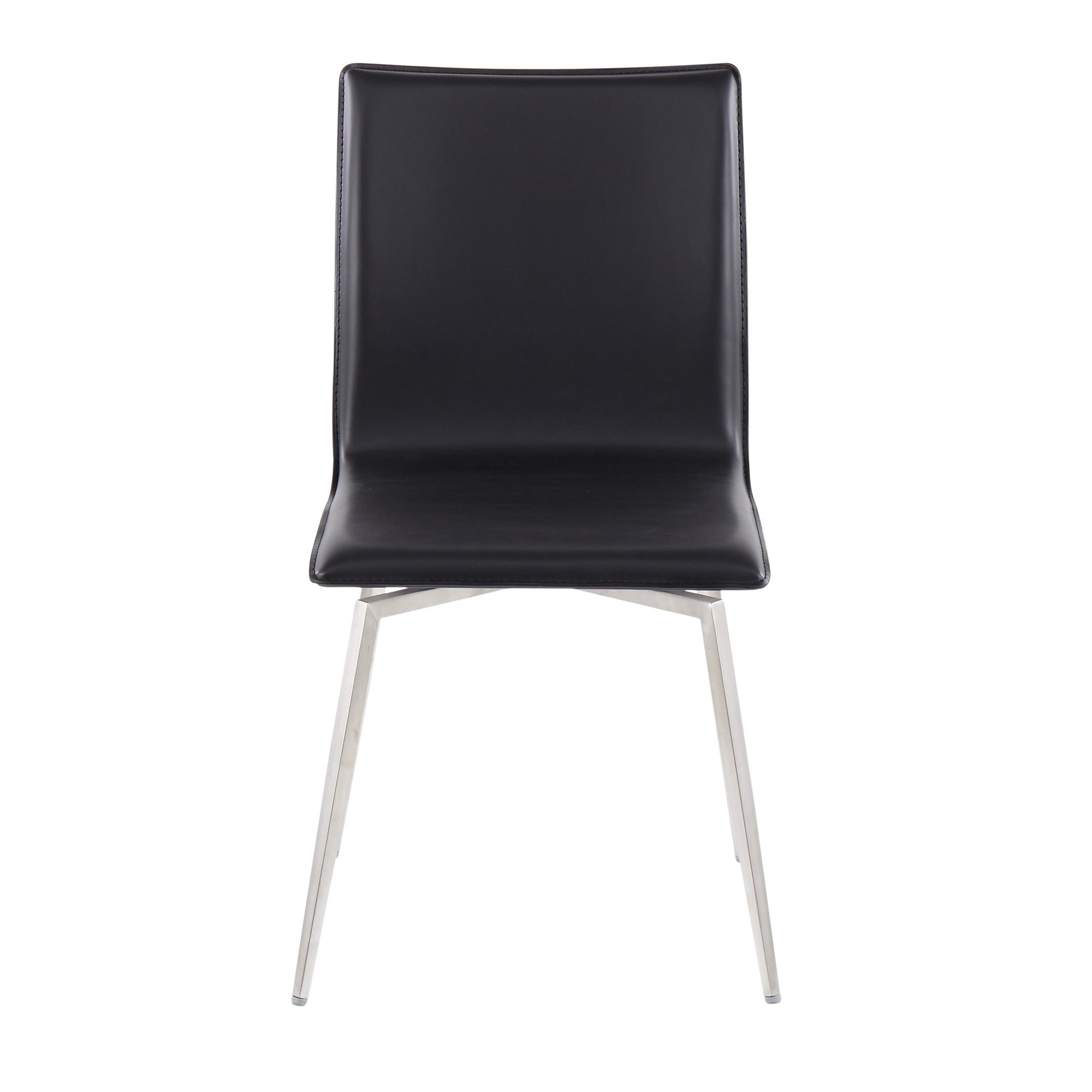 Mason Upholstered Chair - Set of 2 - Brushed Stainless Steel, Black PU