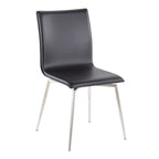 Mason Upholstered Chair - Set of 2 - Brushed Stainless Steel, Black PU