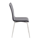 Mason Upholstered Chair - Set of 2 - Brushed Stainless Steel, Black PU