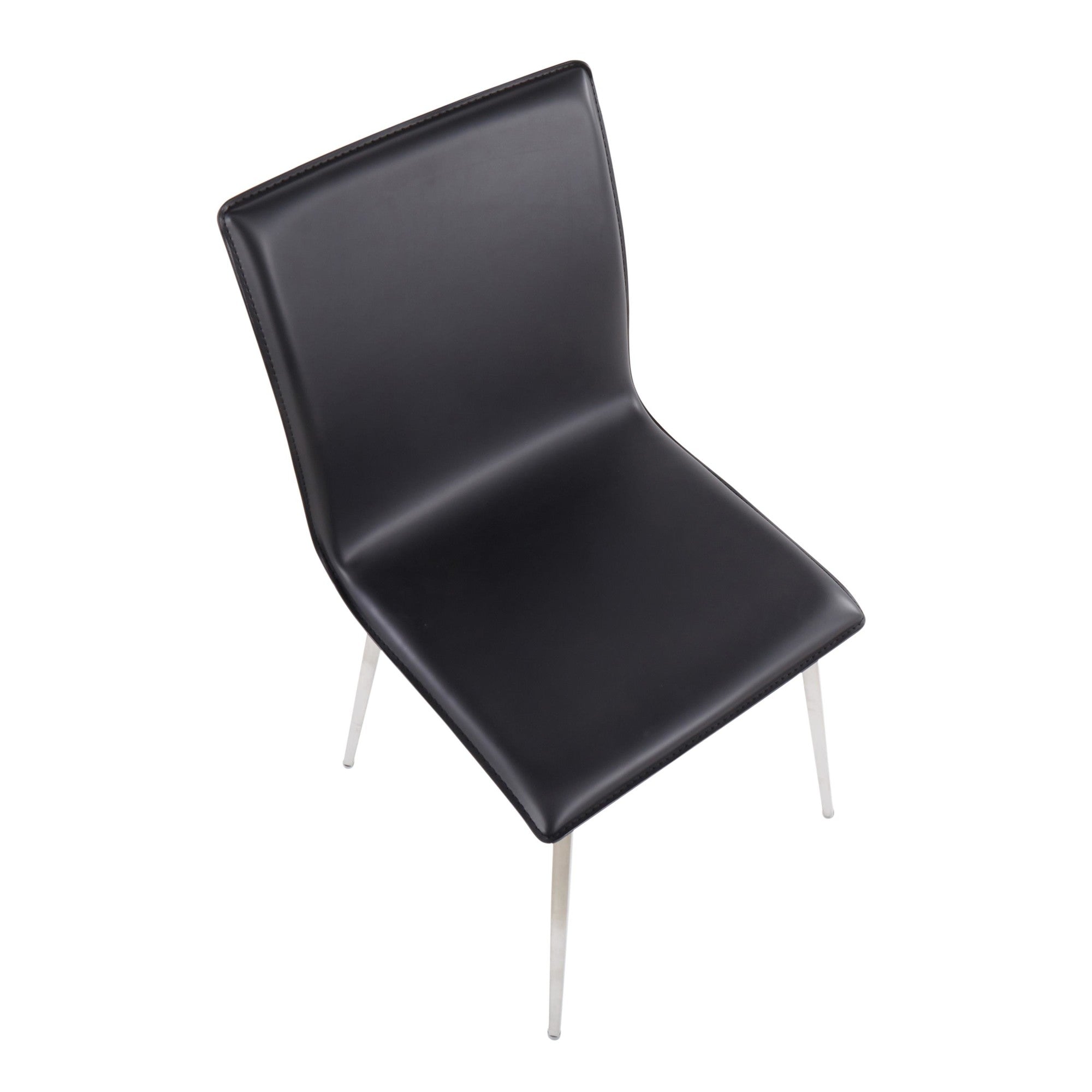 Mason Upholstered Chair - Set of 2 - Brushed Stainless Steel, Black PU