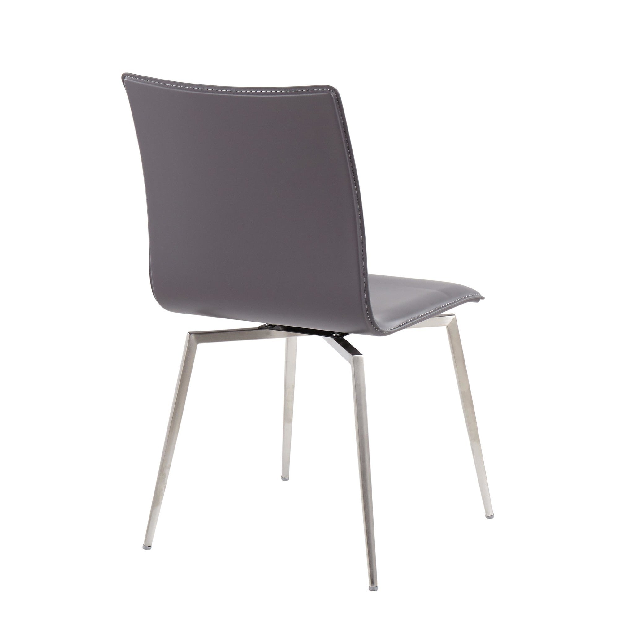 Mason Upholstered Chair - Set of 2 - Brushed Stainless Steel, Grey PU
