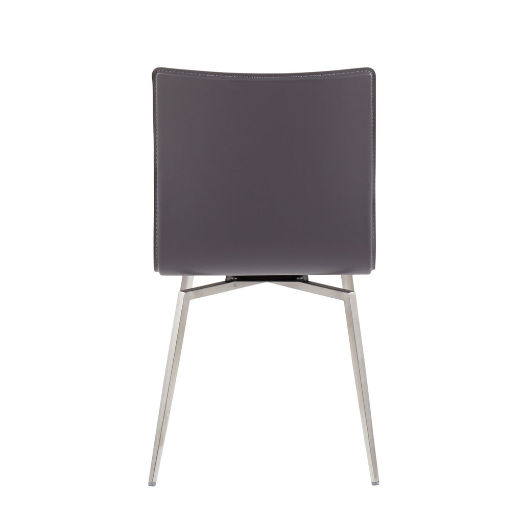 Mason Upholstered Chair - Set of 2 - Brushed Stainless Steel, Grey PU