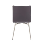 Mason Upholstered Chair - Set of 2 - Brushed Stainless Steel, Grey PU