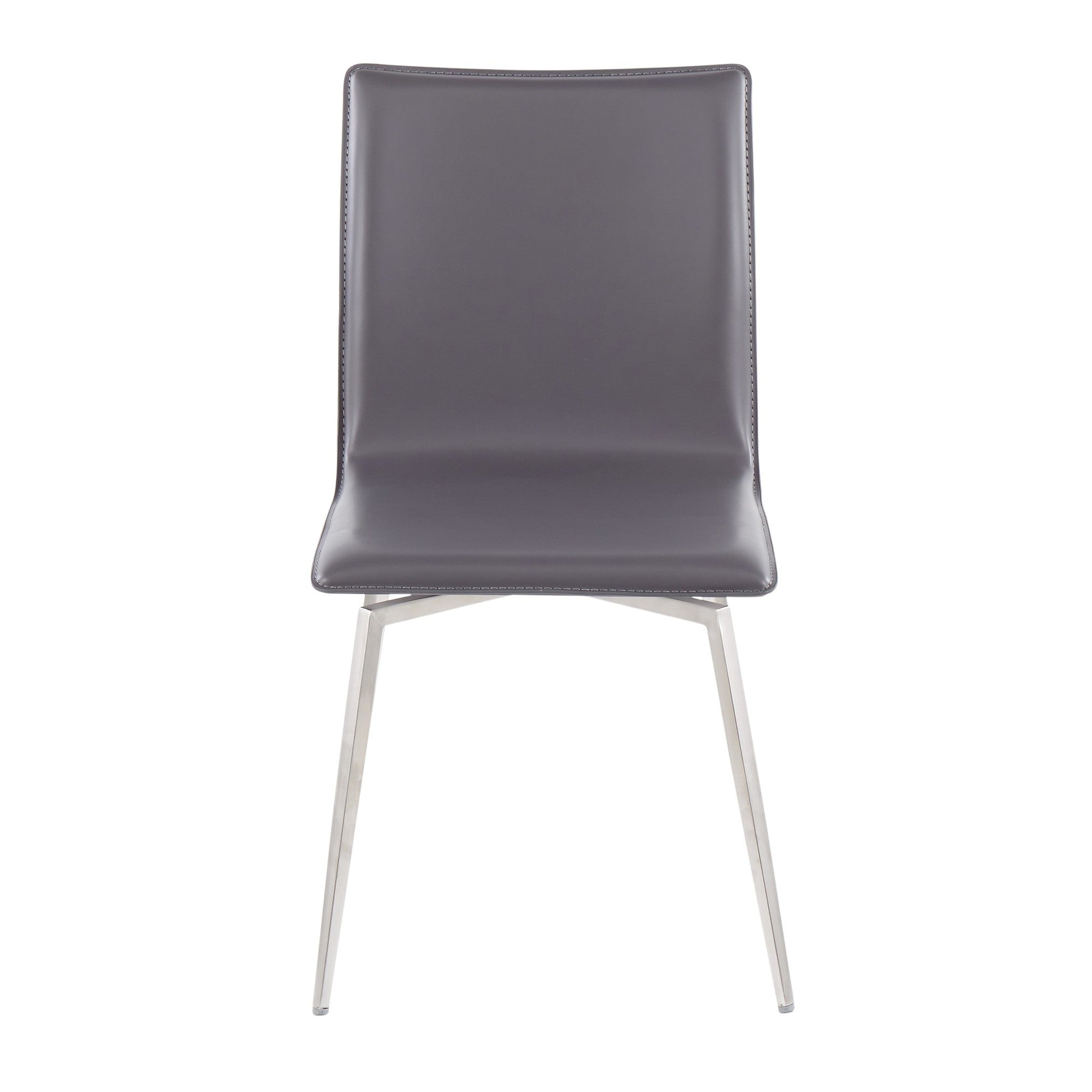 Mason Upholstered Chair - Set of 2 - Brushed Stainless Steel, Grey PU