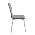 Mason Upholstered Chair - Set of 2 - Brushed Stainless Steel, Grey PU