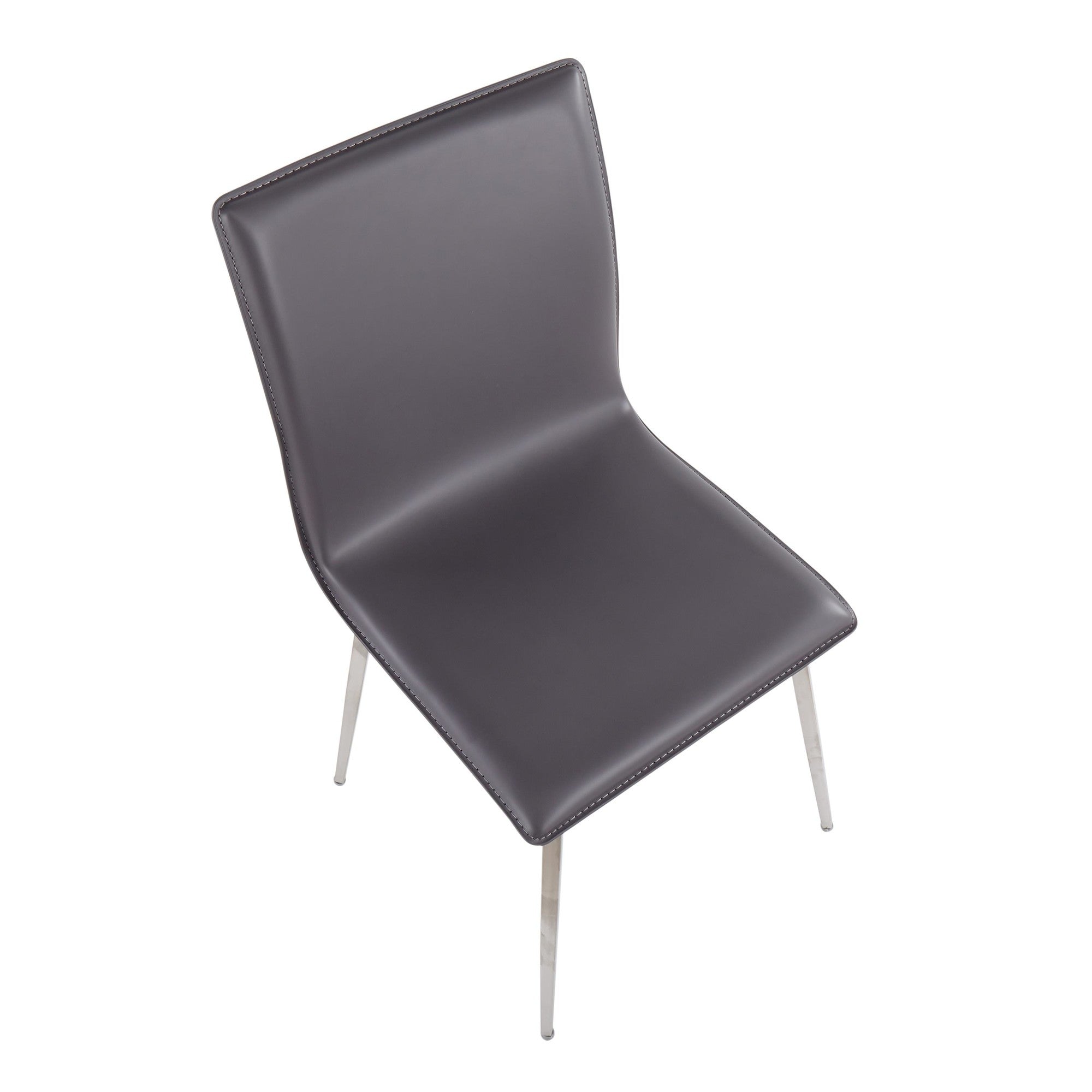 Mason Upholstered Chair - Set of 2 - Brushed Stainless Steel, Grey PU