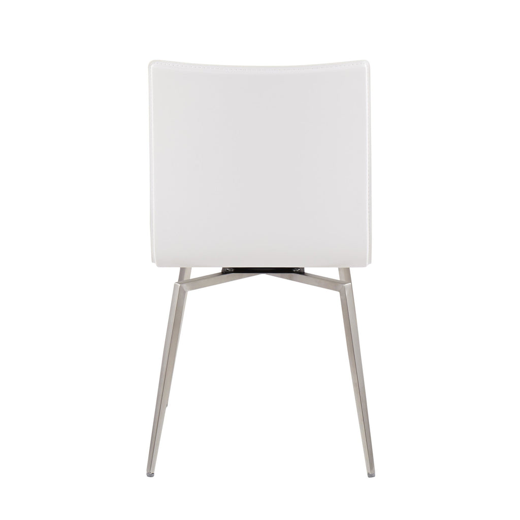 Mason Upholstered Chair - Set of 2 - Brushed Stainless Steel, White PU