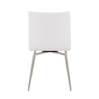 Mason Upholstered Chair - Set of 2 - Brushed Stainless Steel, White PU