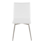 Mason Upholstered Chair - Set of 2 - Brushed Stainless Steel, White PU