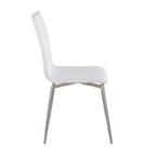 Mason Upholstered Chair - Set of 2 - Brushed Stainless Steel, White PU