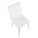 Mason Upholstered Chair - Set of 2 - Brushed Stainless Steel, White PU