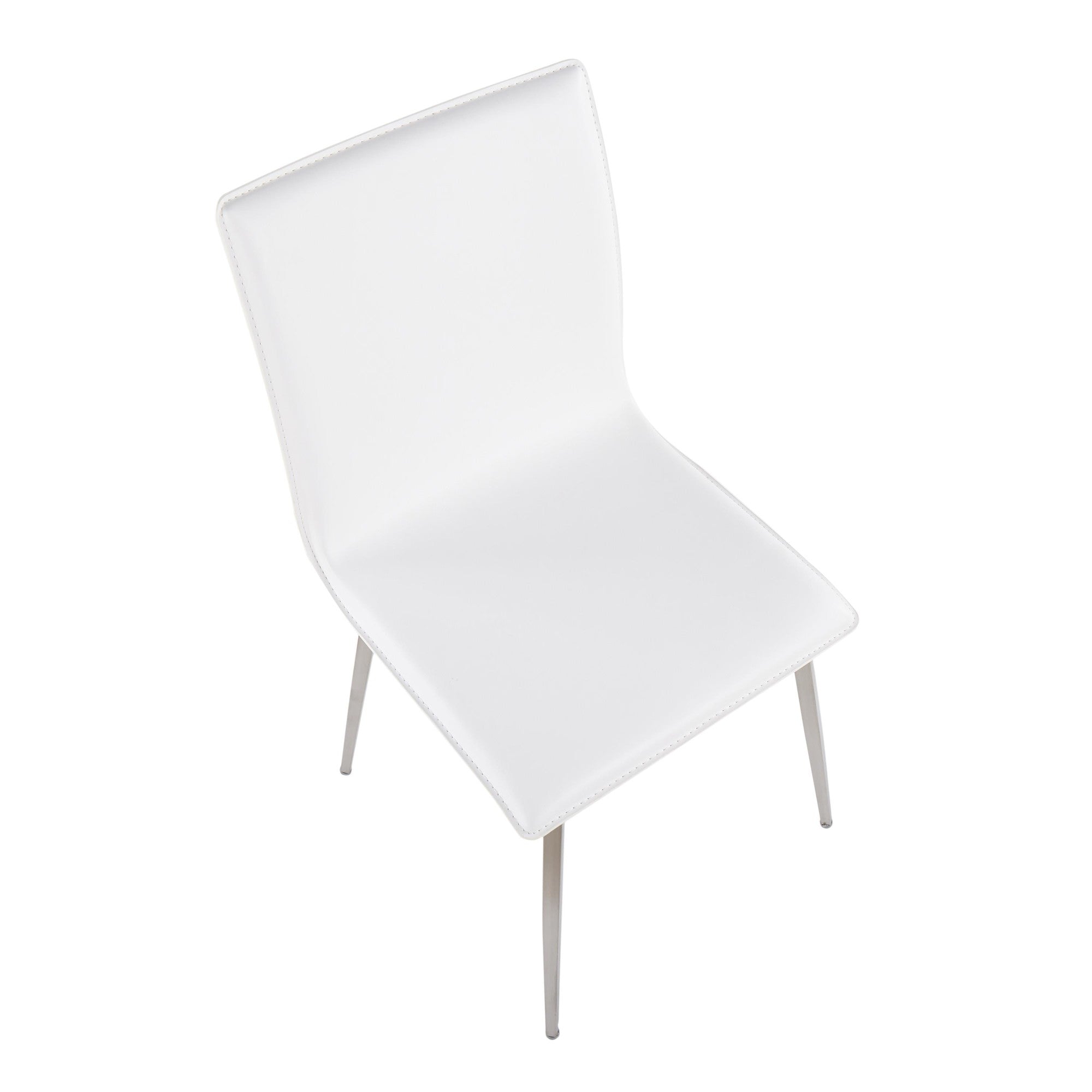 Mason Upholstered Chair - Set of 2 - Brushed Stainless Steel, White PU
