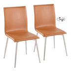Mason Upholstered Chair - Set of 2 - Stainless Steel, Camel PU