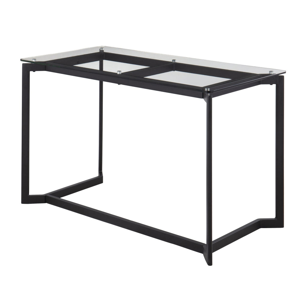 Masters Office Desk - Black Steel, Clear Glass