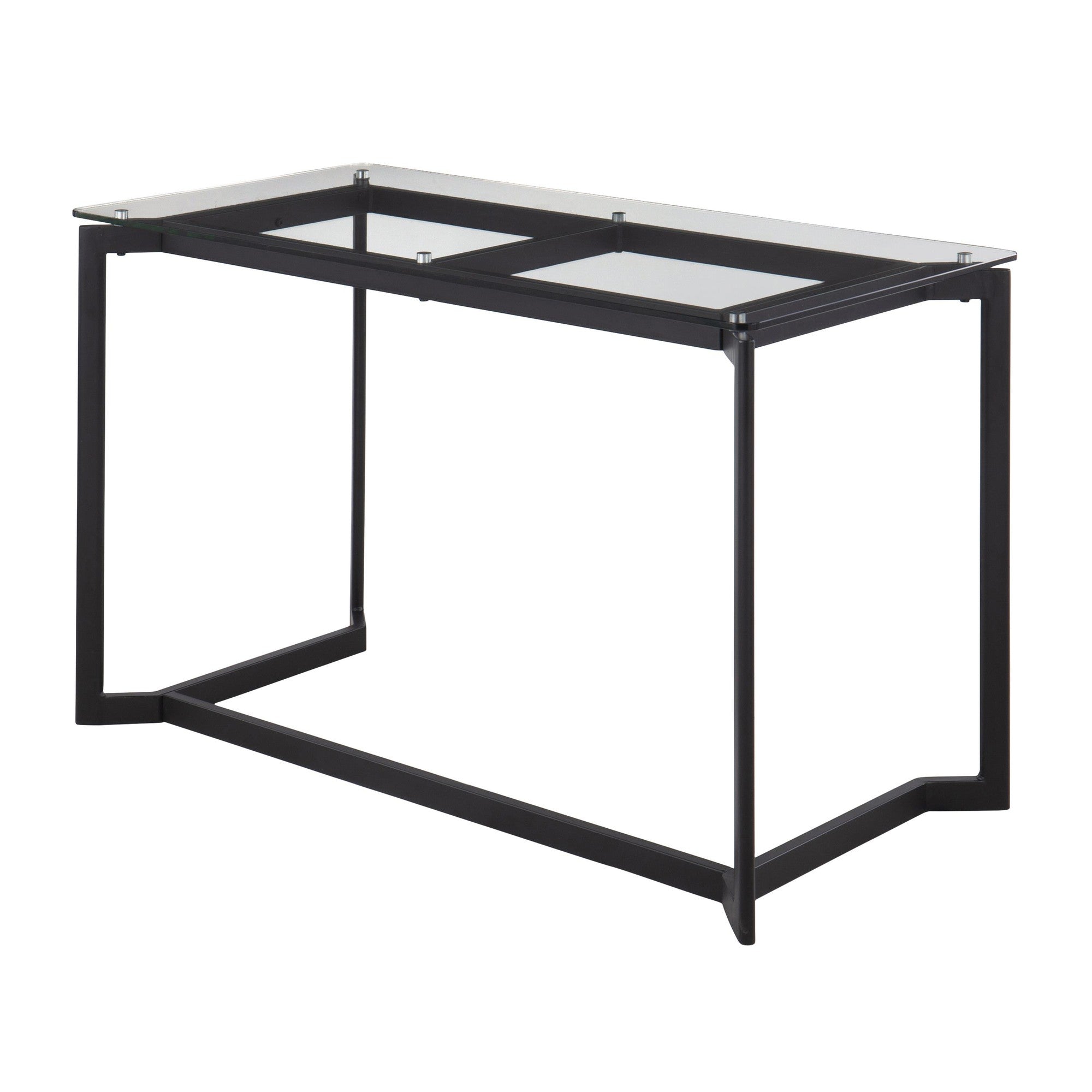 Masters Office Desk - Black Steel, Clear Glass