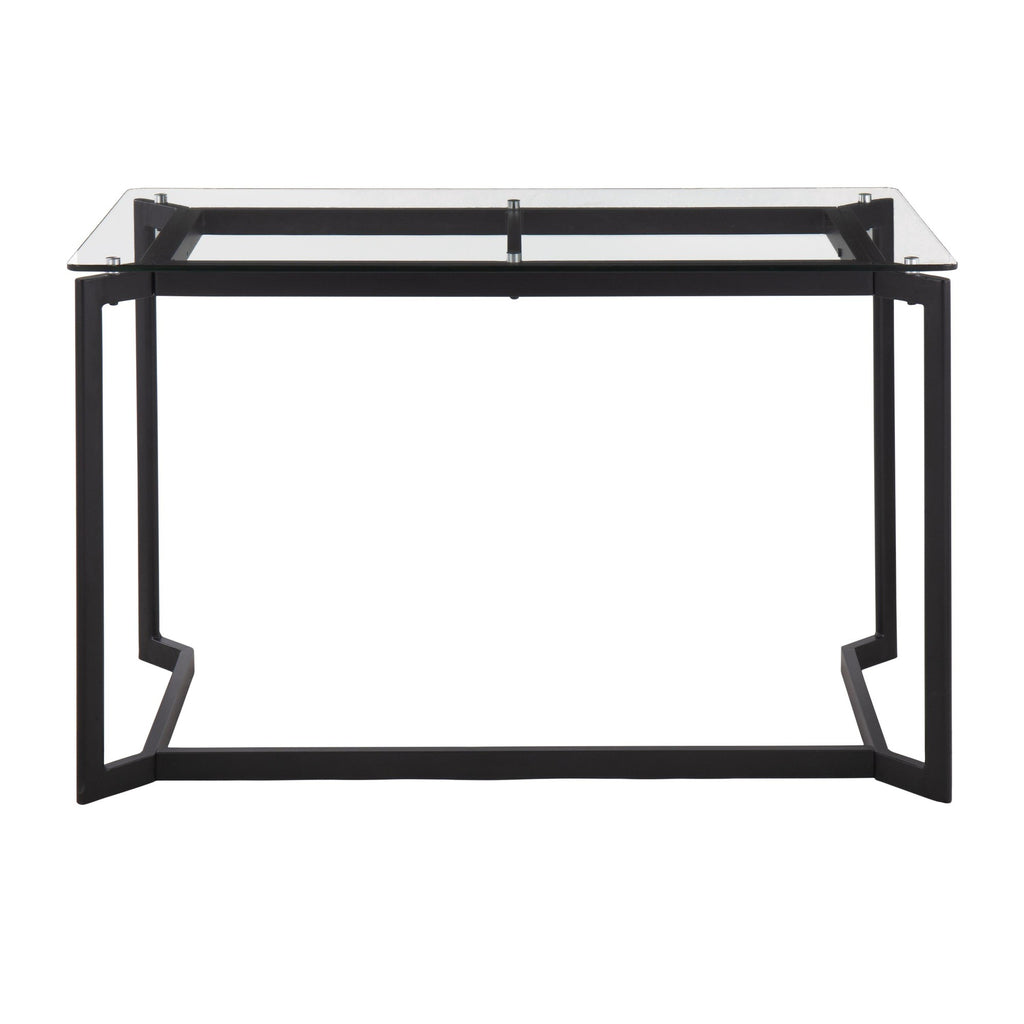 Masters Office Desk - Black Steel, Clear Glass