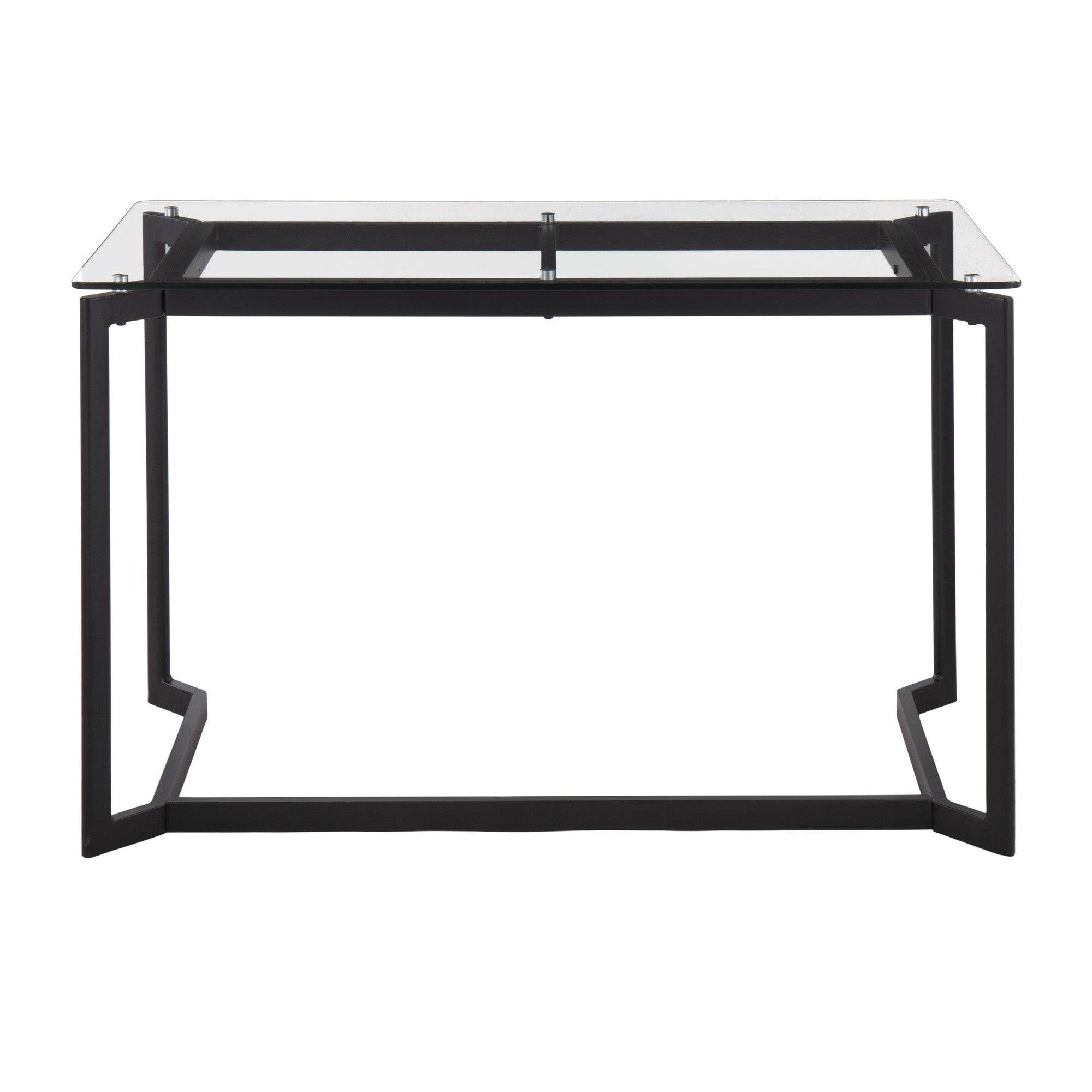 Masters Office Desk - Black Steel, Clear Glass