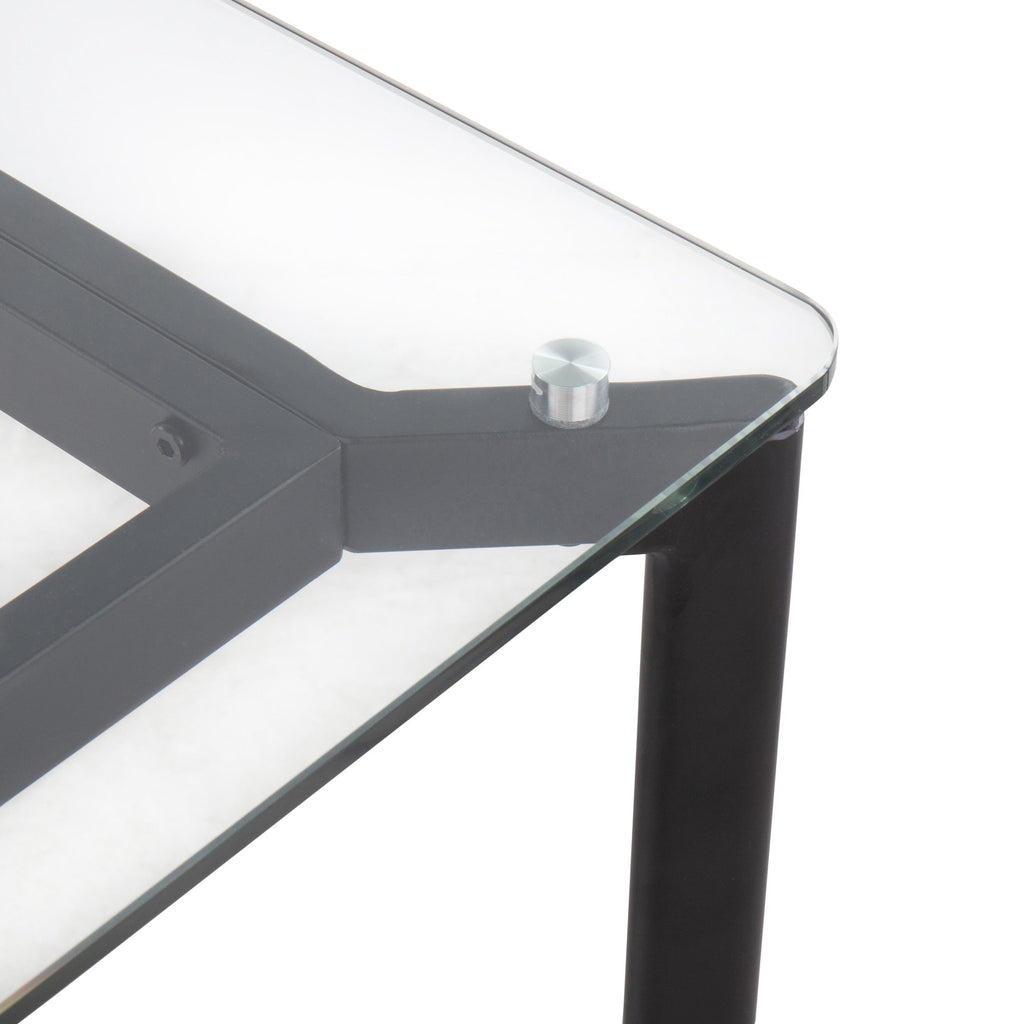 Masters Office Desk - Black Steel, Clear Glass