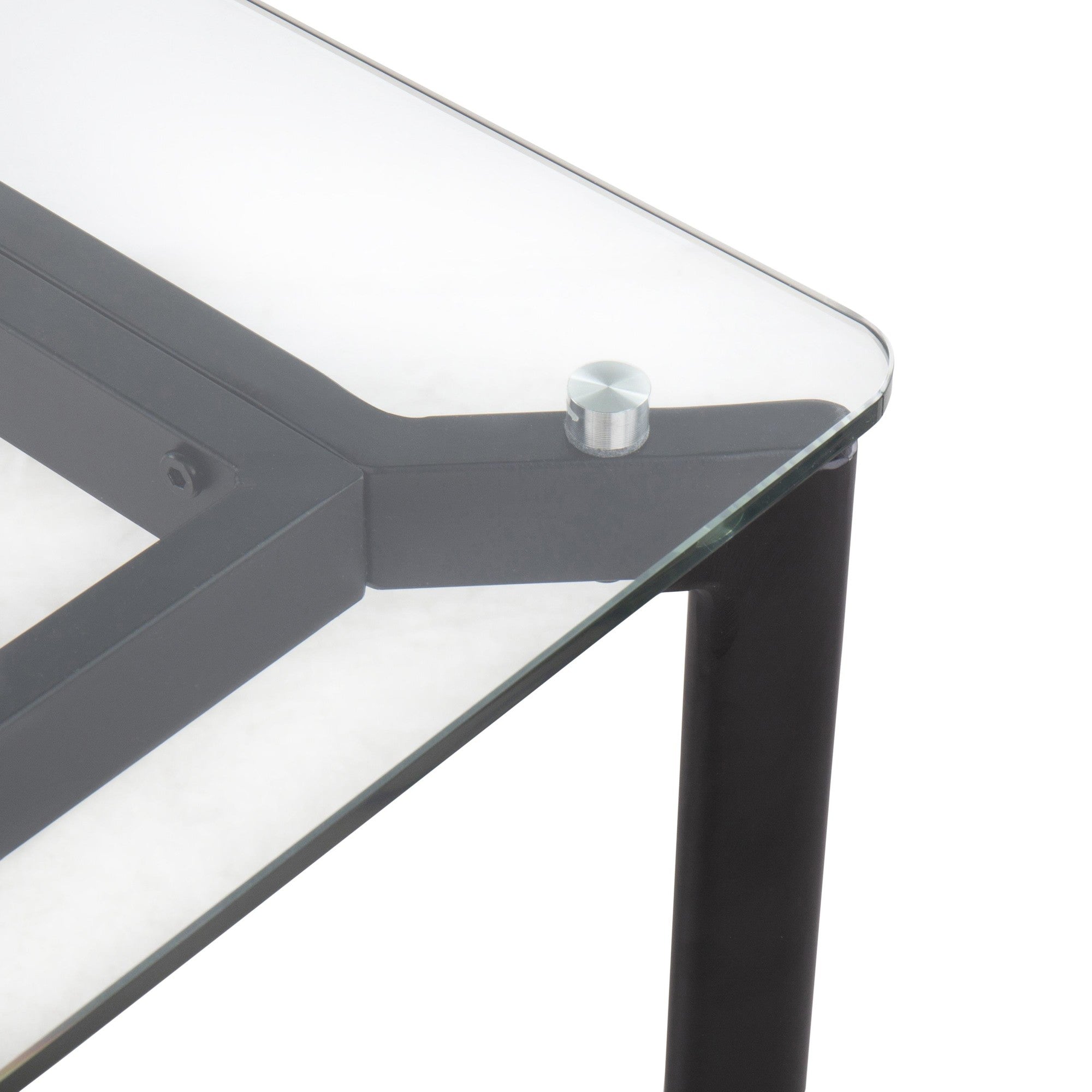 Masters Office Desk - Black Steel, Clear Glass
