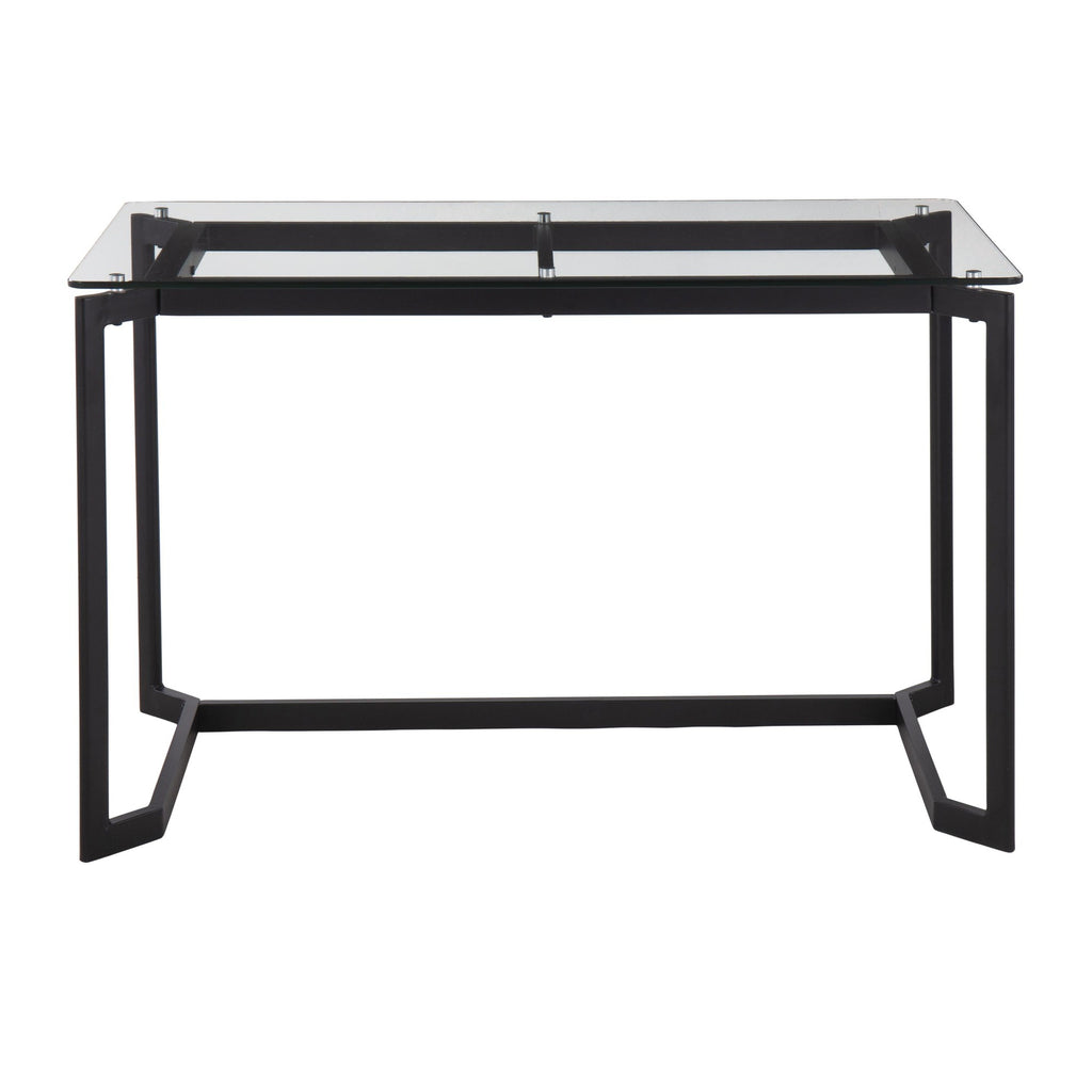 Masters Office Desk - Black Steel, Clear Glass