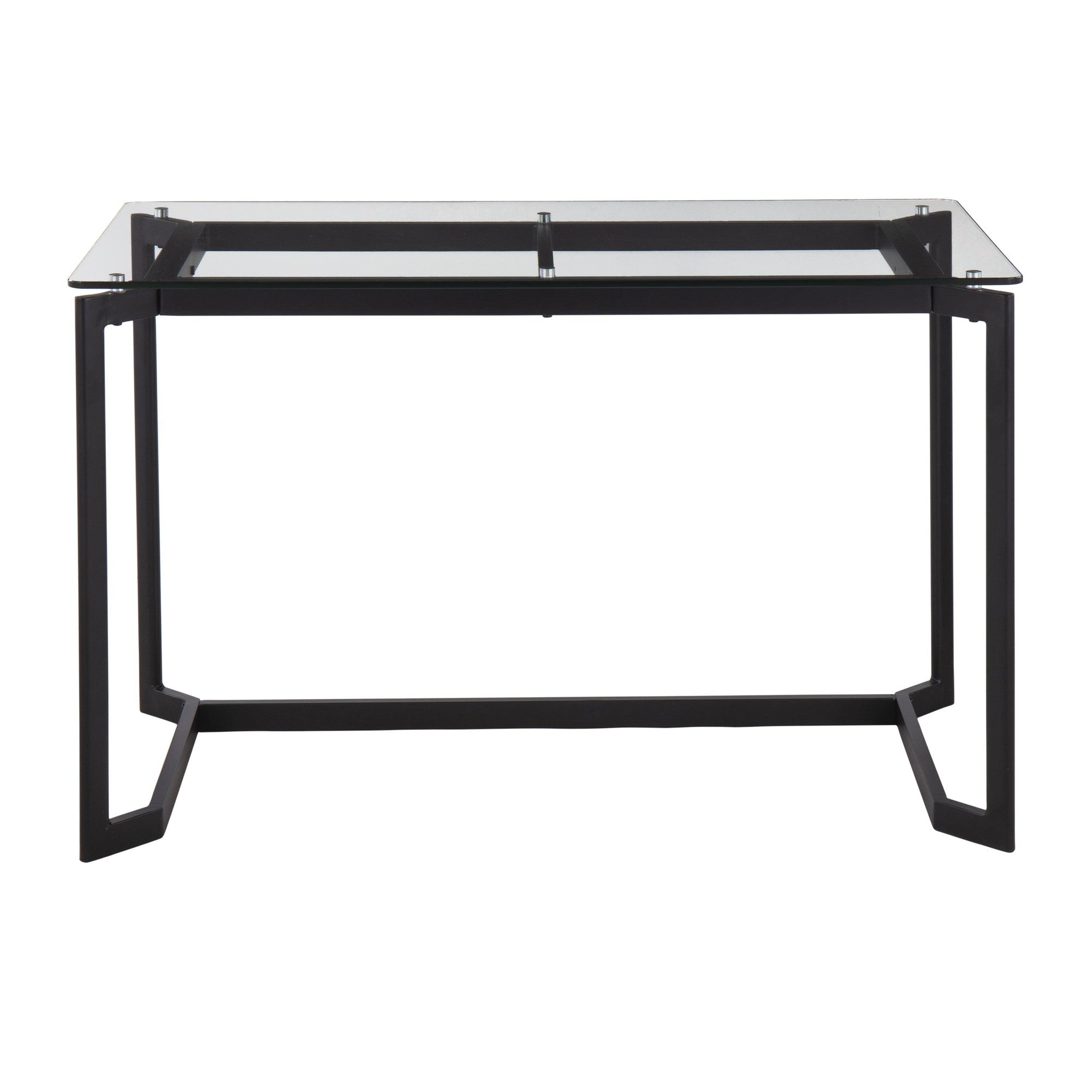 Masters Office Desk - Black Steel, Clear Glass