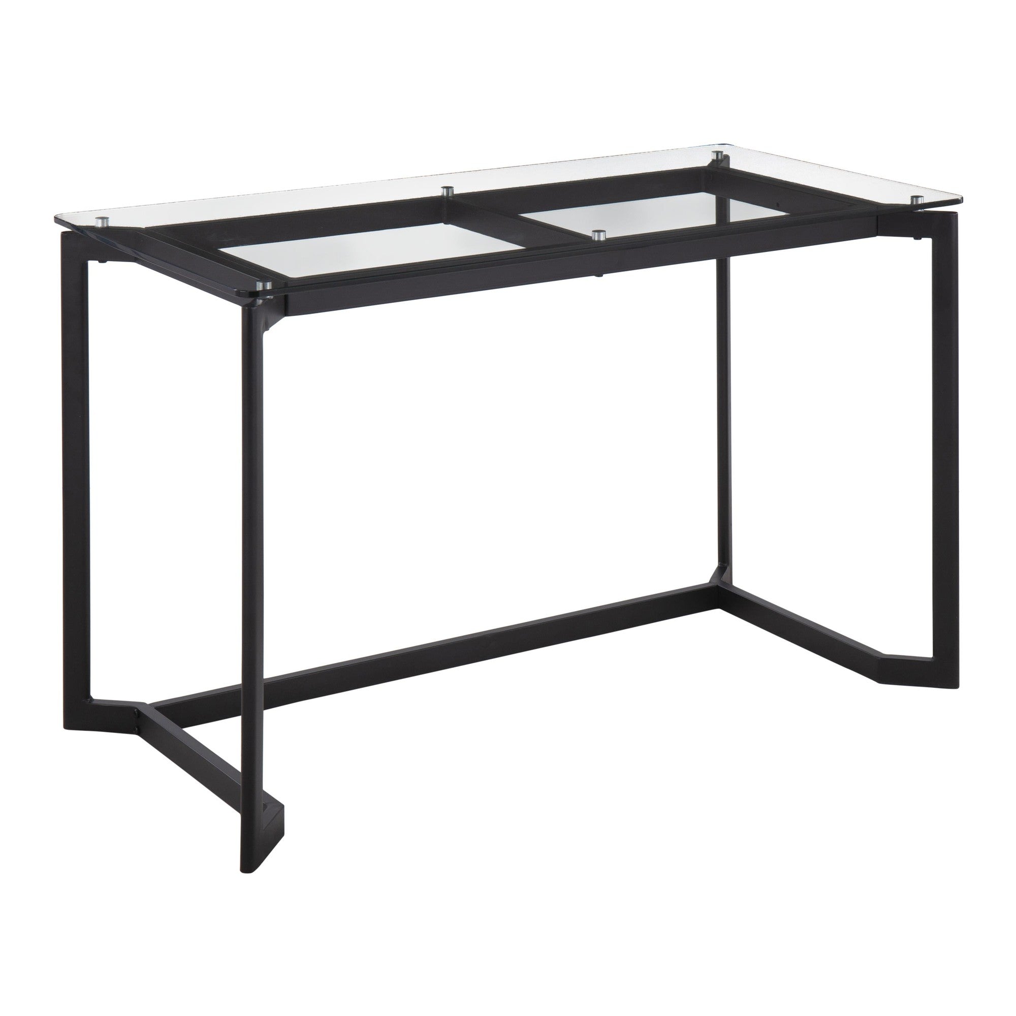 Masters Office Desk - Black Steel, Clear Glass