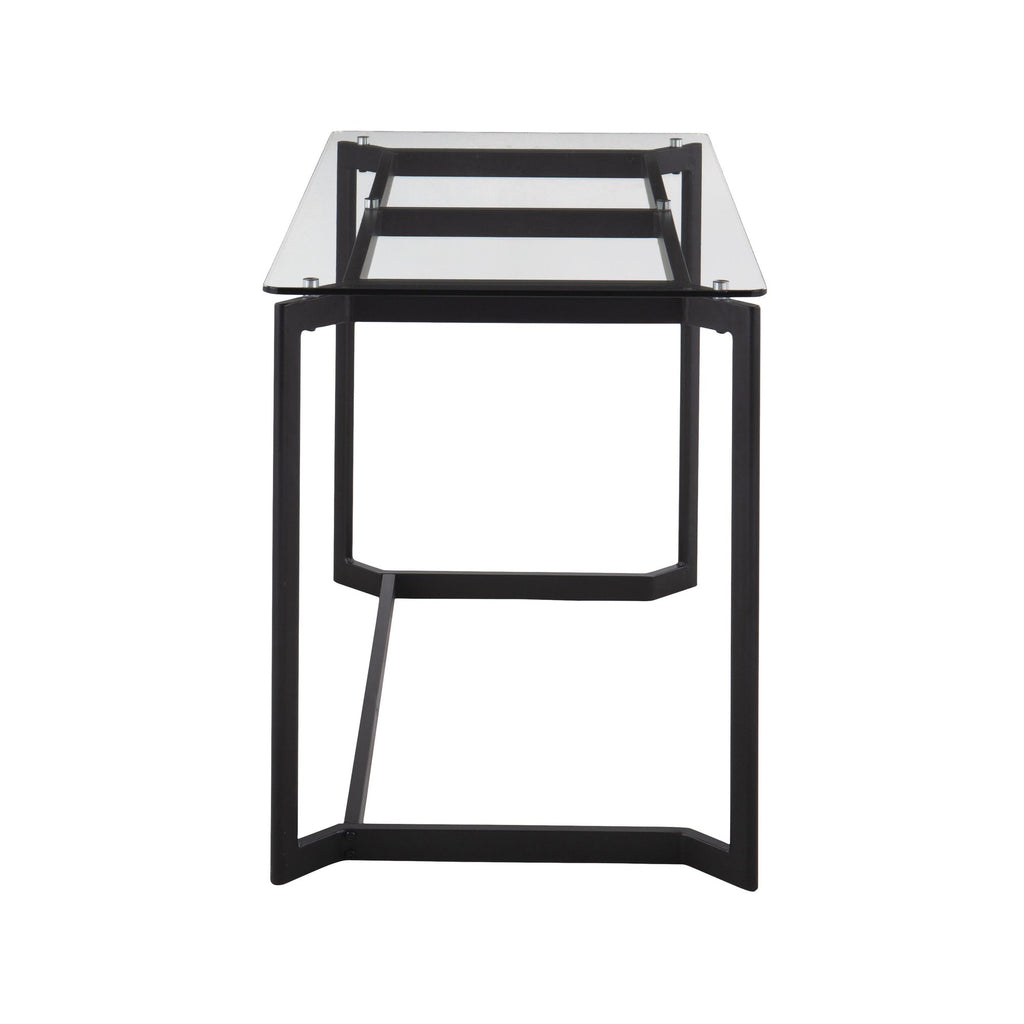 Masters Office Desk - Black Steel, Clear Glass
