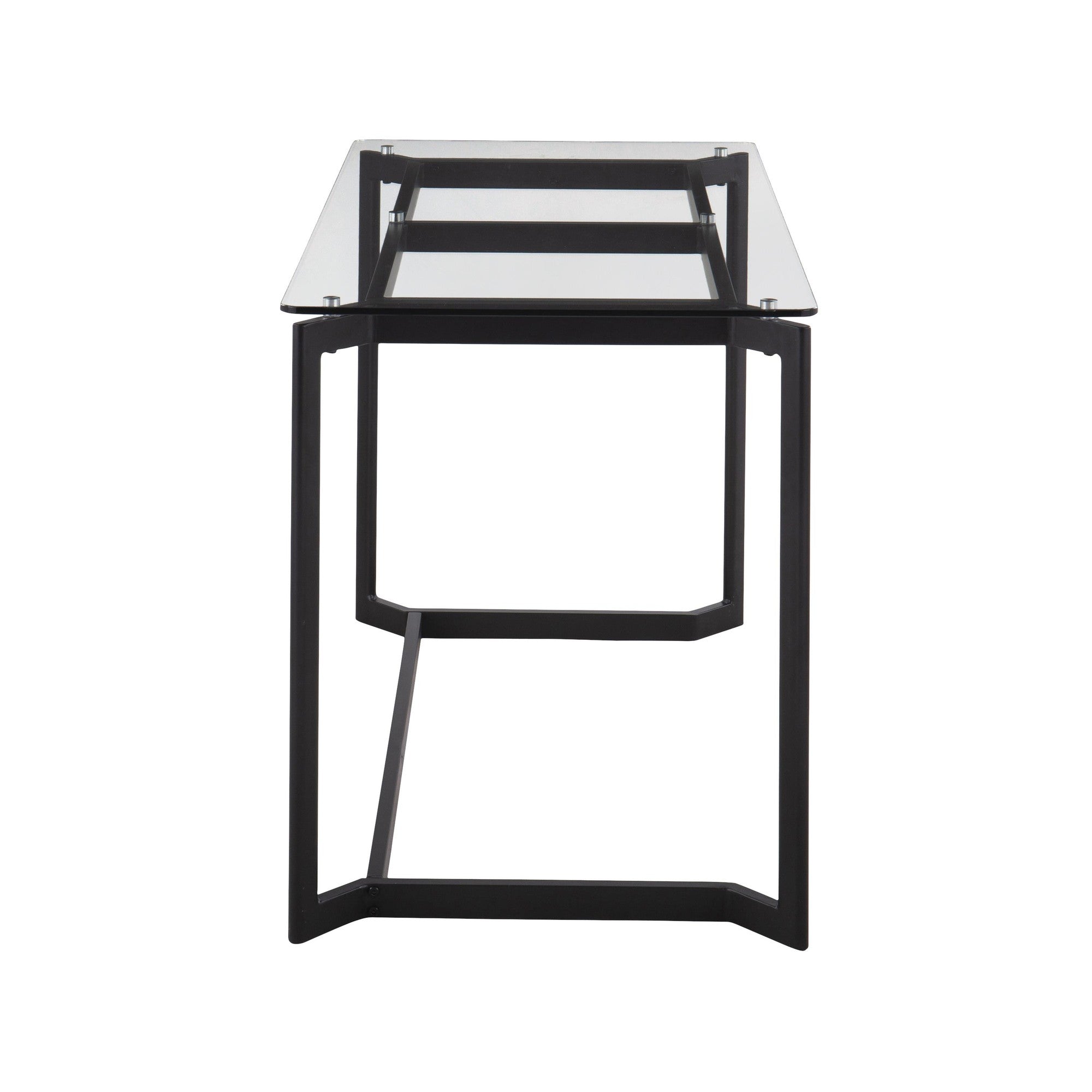 Masters Office Desk - Black Steel, Clear Glass