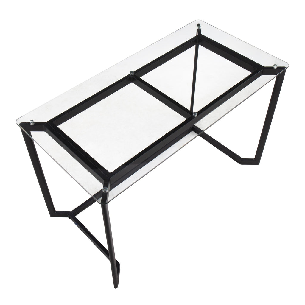 Masters Office Desk - Black Steel, Clear Glass