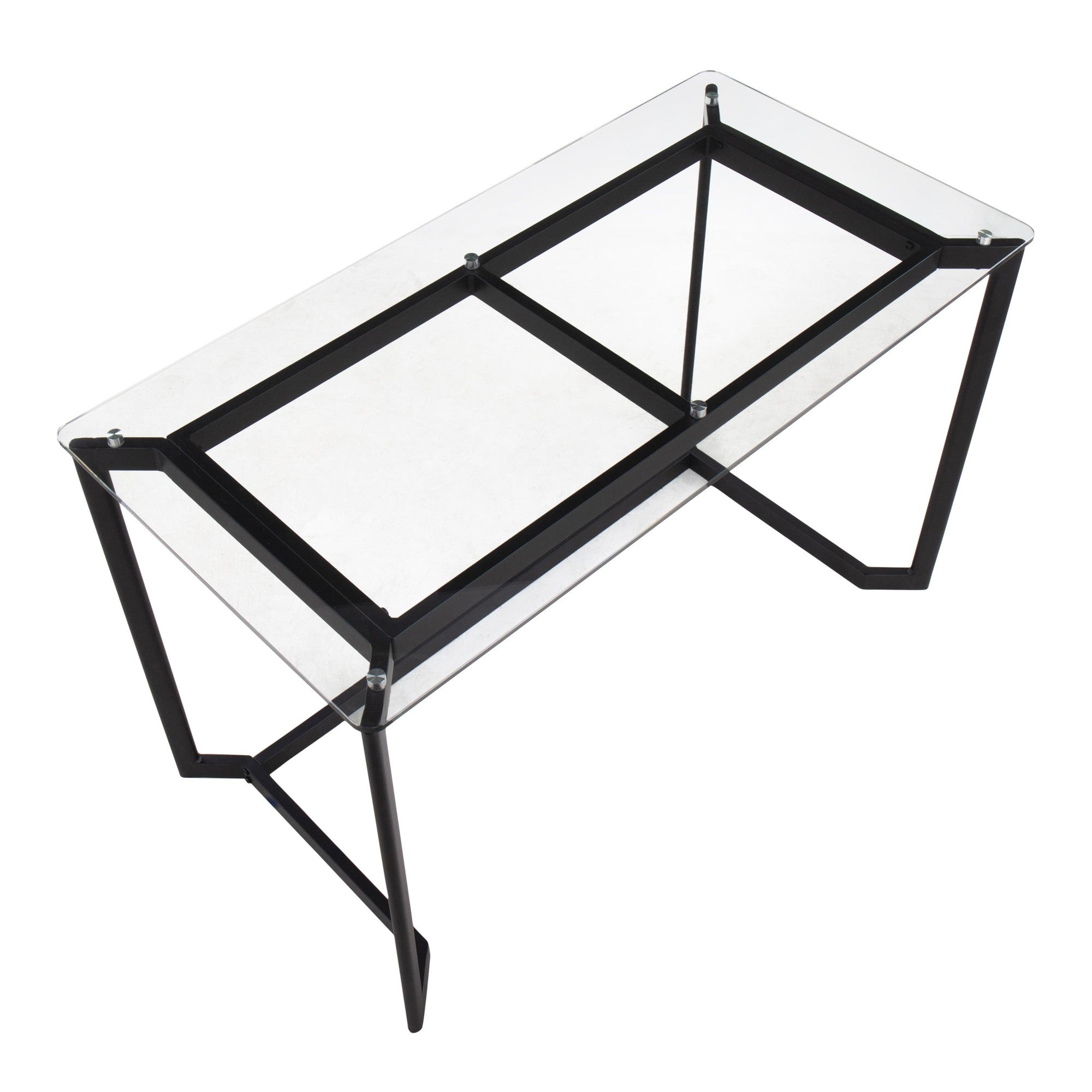 Masters Office Desk - Black Steel, Clear Glass